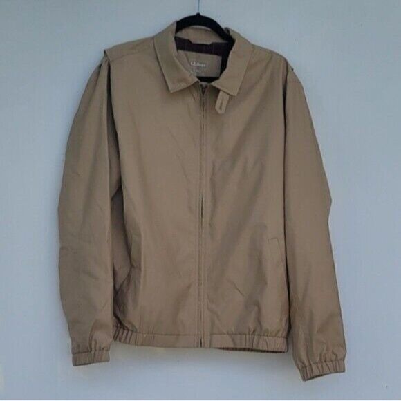 L.L. BEAN Water Resistant Full Zip Long Sleeve Plaid Lined Rain Jacket Size L - Picture 1 of 11